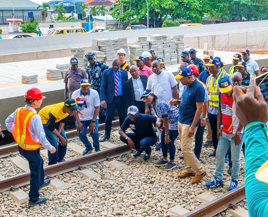 Sanwo-Olu inspecting ongoing construction of the Ikeja Red Line Rail Terminal