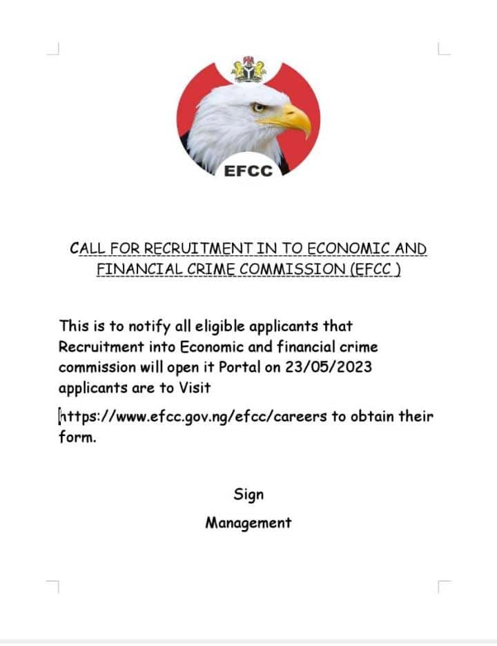 EFCC warns public against fake recruitment portal