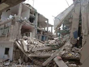 collapsed building