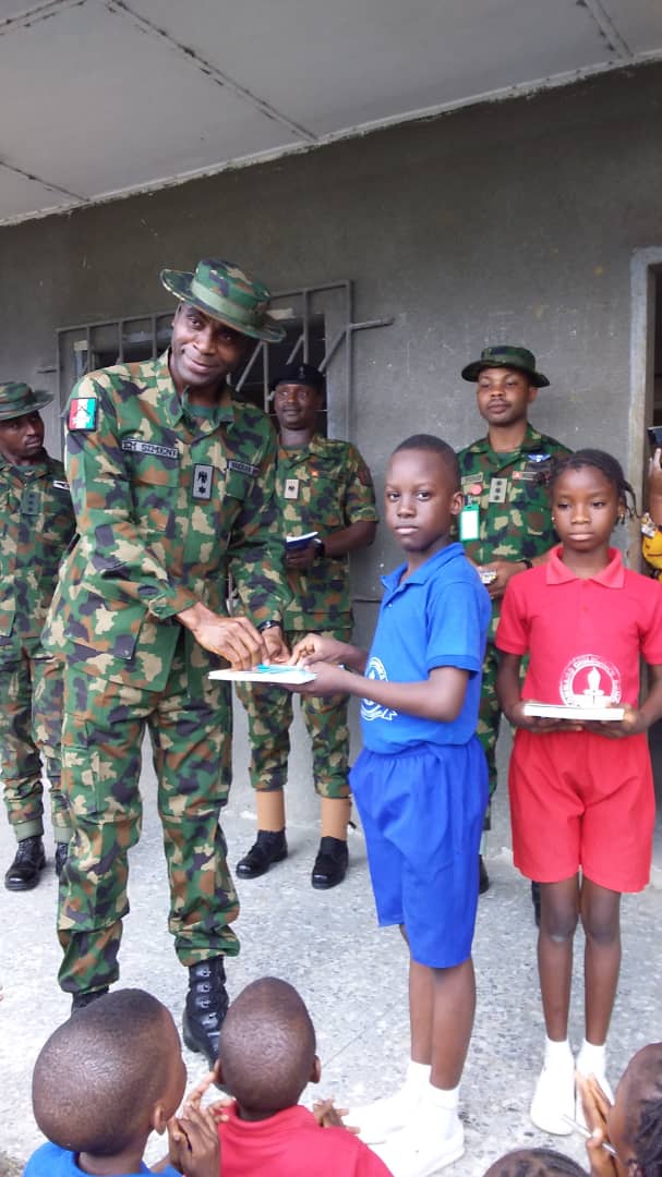 Army donates educational materials to some primary schools in A’Ibom