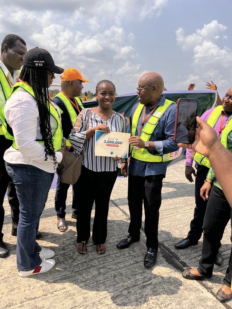 Ibom Air hits the two million passenger mark Ibom Air, this morning recorded its 2 millionth passenger. The airline’s sophisticated algorithm had calculated that the milestone would be reached on the 16 of December. And the exact flight turned out to be the 11:30am Uyo to Lagos flight. The management of Ibom Air, led by the COO, Mr. George Uriesi, were on hand to do the countdown to the 2 millionth passenger, who turned out to be Ms. Ifeoma Chiadika, a 22-year-old, fresh graduate of Communication Arts from the University of Uyo! This was contained in a statement signed by Aniekan Essienette, General Manager, Marketing and Communication, Ibom Air on Friday. Congratulating Ms. Chiadika, the COO said “we congratulate you on emerging our 2 millionth passenger. Ibom Air greatly appreciates your patronage and we do not take any single one of our 2 million passengers for granted. We promise to continue to work hard to maintain the high standards that we have come to be known for and customers like you, have come to expect of us”. Ms. Chiadika, the lucky passenger, was gifted with a premium return ticket and a certificate of recognition as Ibom Air’s 2 millionth passenger! Ibom Air commenced operations on 7 June 2019. Since then, the airline has operated more than 27,000 scheduled, commercial flights. The airline is ready to commence regional flights in the first quarter of 2023 as it prepares to expand its reach throughout the continent of Africa, operating out of the soon to be commissioned, ultra-modern hub terminal at Victor Attah International Airport, Uyo, the airline’s home base. Ibom Air is a limited liability company wholly owned by the Akwa Ibom State Government, which aims to set the standard as an Airline of choice for passengers by focusing on schedule reliability, on-time departures, and excellent service. It has a fleet of seven Aircraft: five (5) Bombardier CRJ 900 and two (2) Airbus A320-300, covering seven (7) destinations.