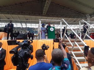 Governor Udom Emmanuel giving his inaugural speech.