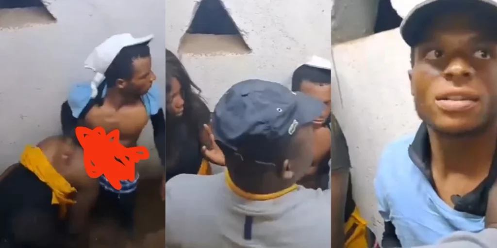 Couple caught having intimacy in public toilet