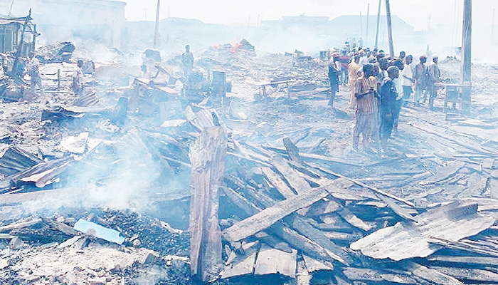 Traders lament as fire destroys 300 shops in Lagos market