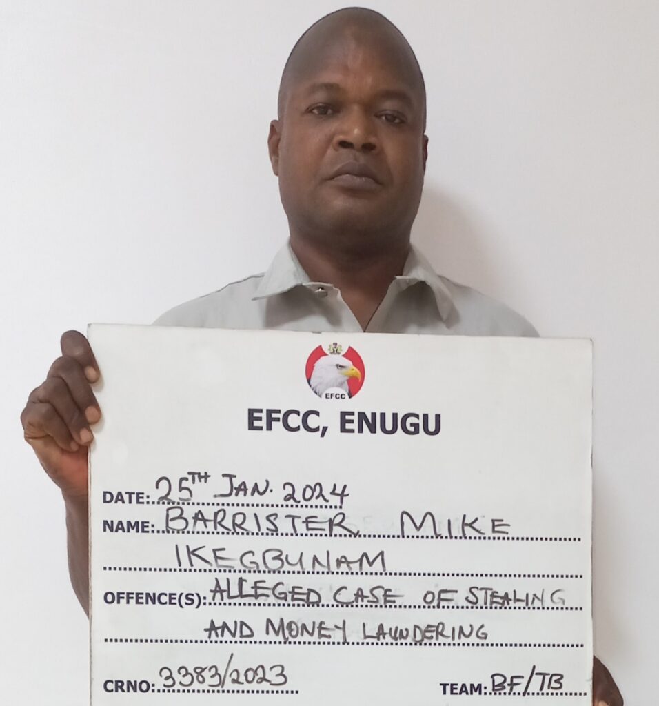 EFCC arraigns lawyer over alleged N91m land fraud in Enugu