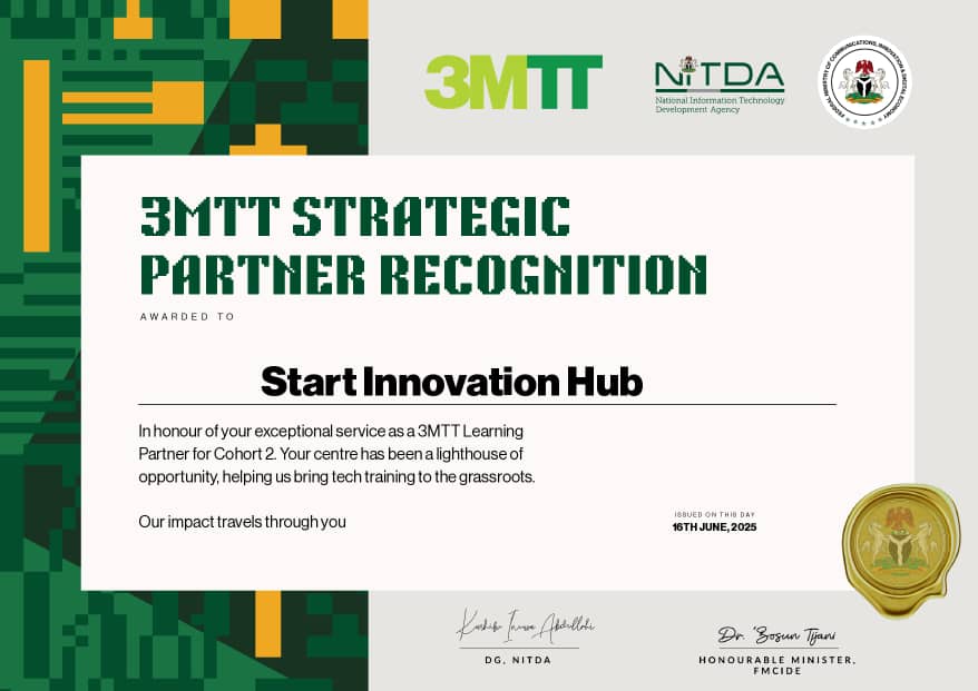 FG honours Start Innovation Hub with strategic partner recognition certificate