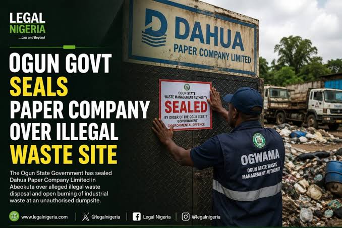 Ogun seals factory over illegal dumping, waste burning